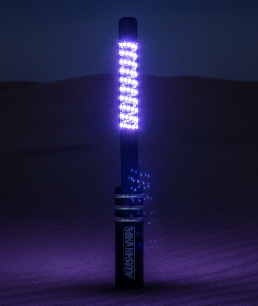 Mini Moe White Edition LED Whips | Compact High-Output Safety Whips | Pair