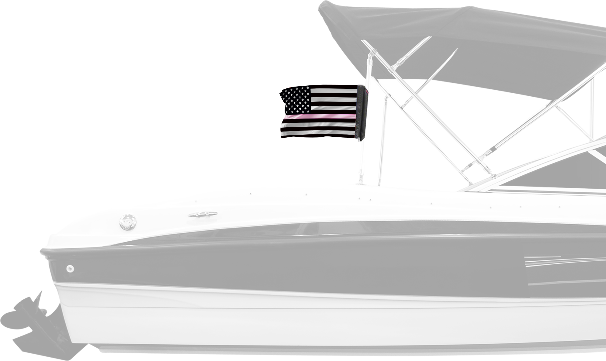 USA Subdued Thin Pink Line 12"x18" Forever Wave Flag for Boats