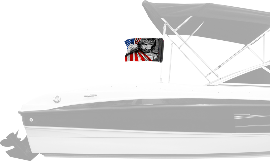 One Nation 12"x18" Forever Wave Flag for Boats