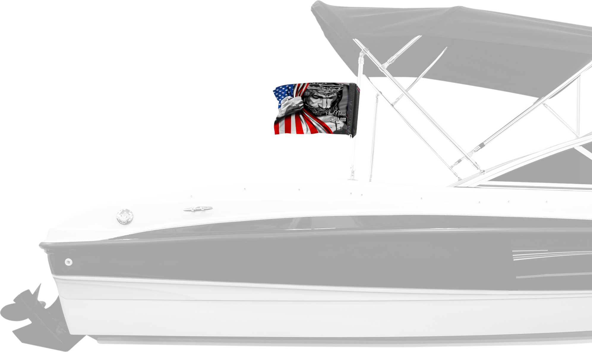 One Nation 12"x18" Forever Wave Flag for Boats