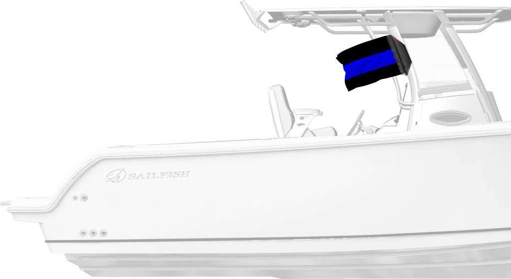 Thin Blue Line 12"x18" Forever Wave Flag for Boats