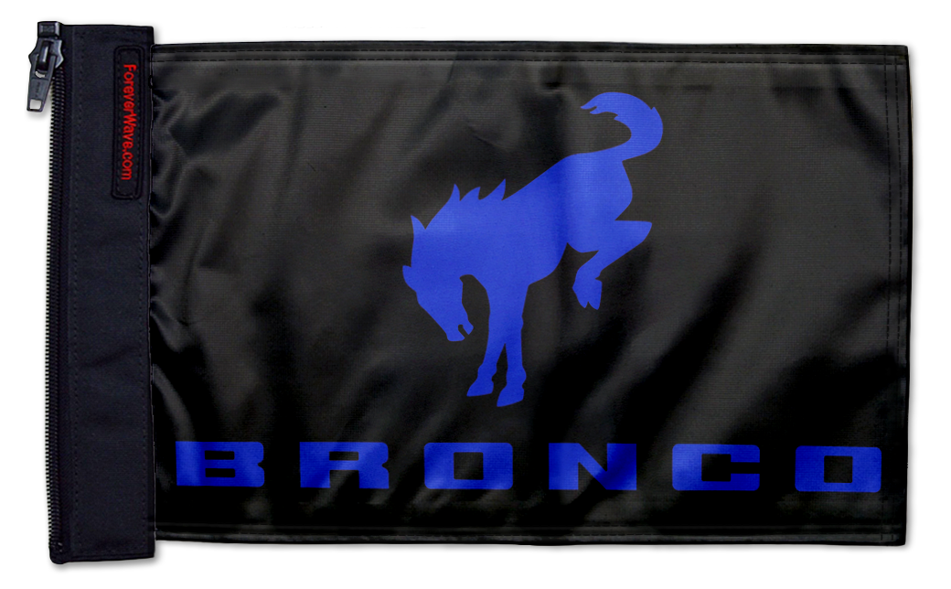 Bucking Bronco 12"x18" Forever Wave Flag for Jeep Wrangler TJ 1996-2006