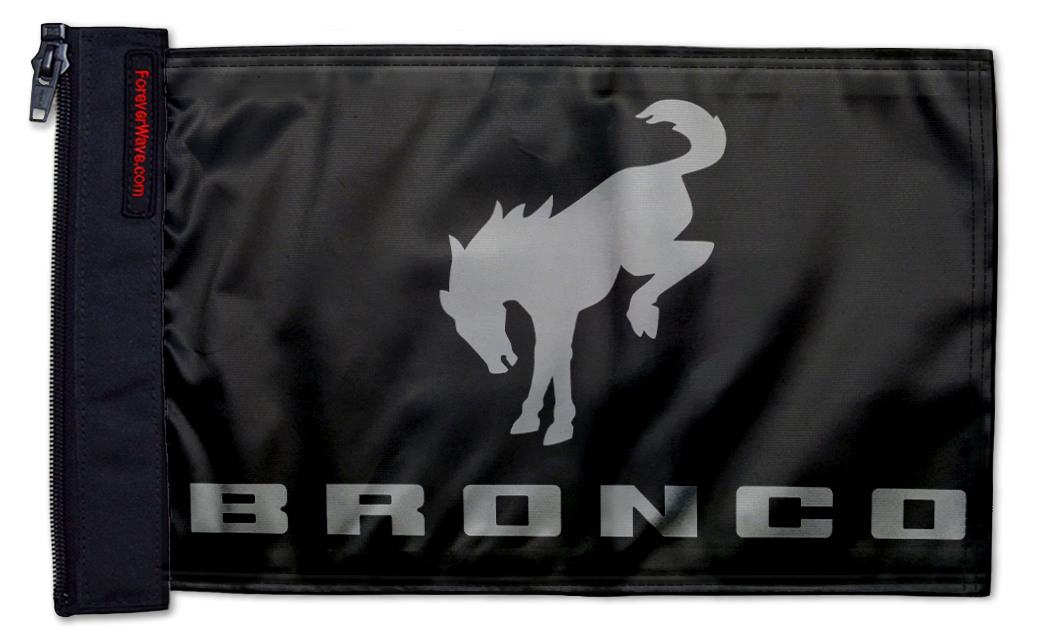 Bucking Bronco 12"x18" Forever Wave Flag for Jeep Wrangler TJ 1996-2006