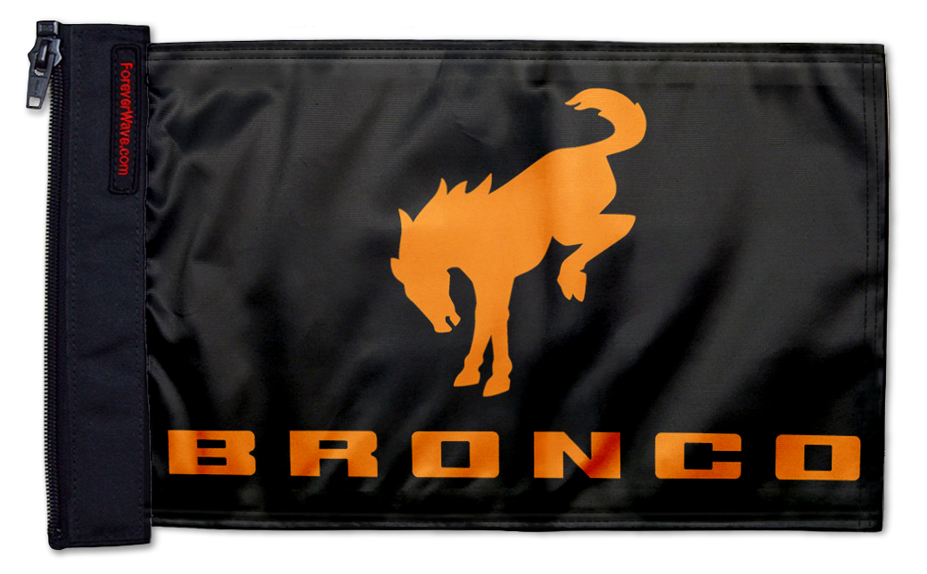 Bucking Bronco 12"x18" Forever Wave Flag for Jeep Wrangler JKU 4-Door 2007-2018