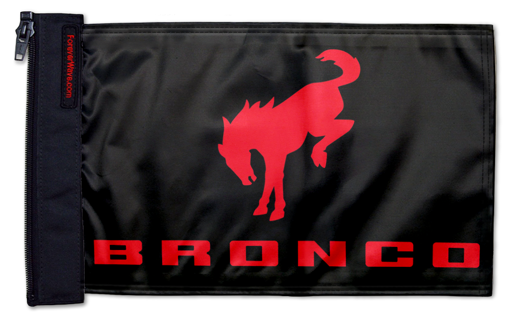 Bucking Bronco 12"x18" Forever Wave Flag for Jeep Wrangler JK 2-Door 2007-2018