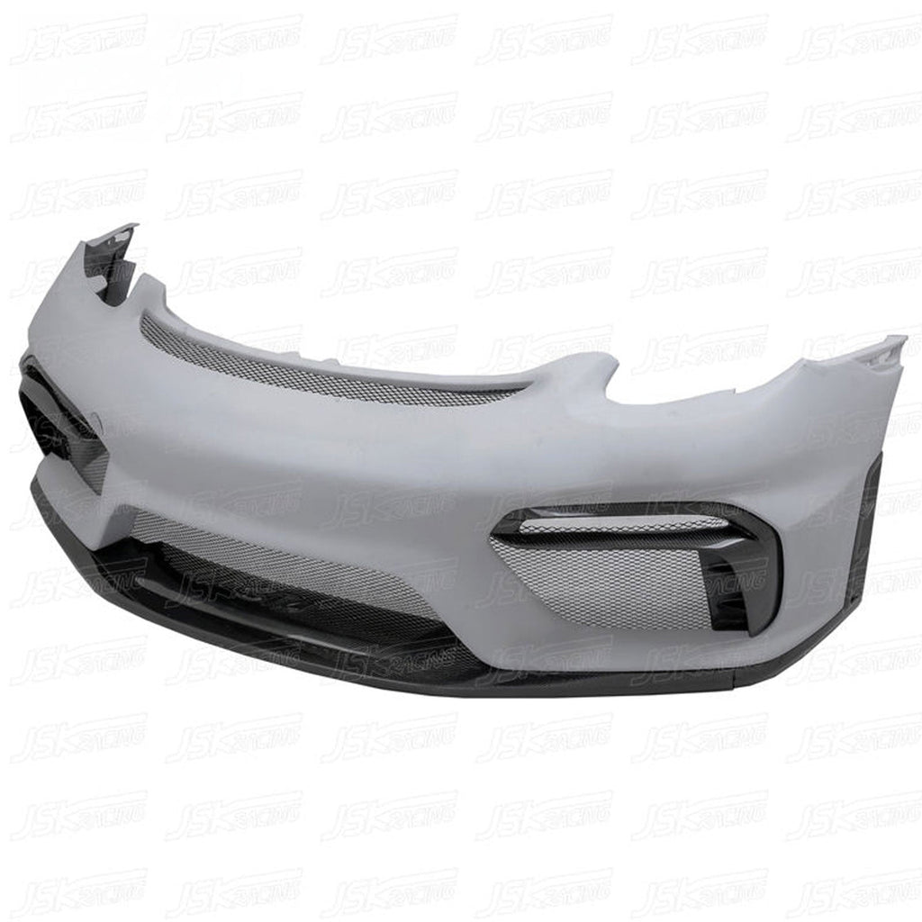 GT4 Style Half Carbon Fiber Front Bumper for Porsche Cayman 981 13-15 - Bull Boost Performance