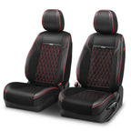 Diamond Stitch Mesh Front Row Seat Covers - Black/Red