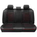 Diamond Stitch Mesh Fabric Seat Covers - Full Set 4PCS Black Red