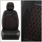 Diamond Stitch Mesh Fabric Seat Covers - Full Set 4PCS Black Red