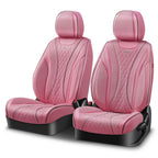 Diamond Stitch Mesh Fabric Leatherette Front Row Seat Covers - Pink