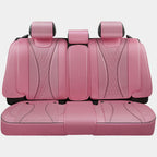 Diamond Stitch Mesh Fabric Leatherette Seat Covers Full Set - Pink