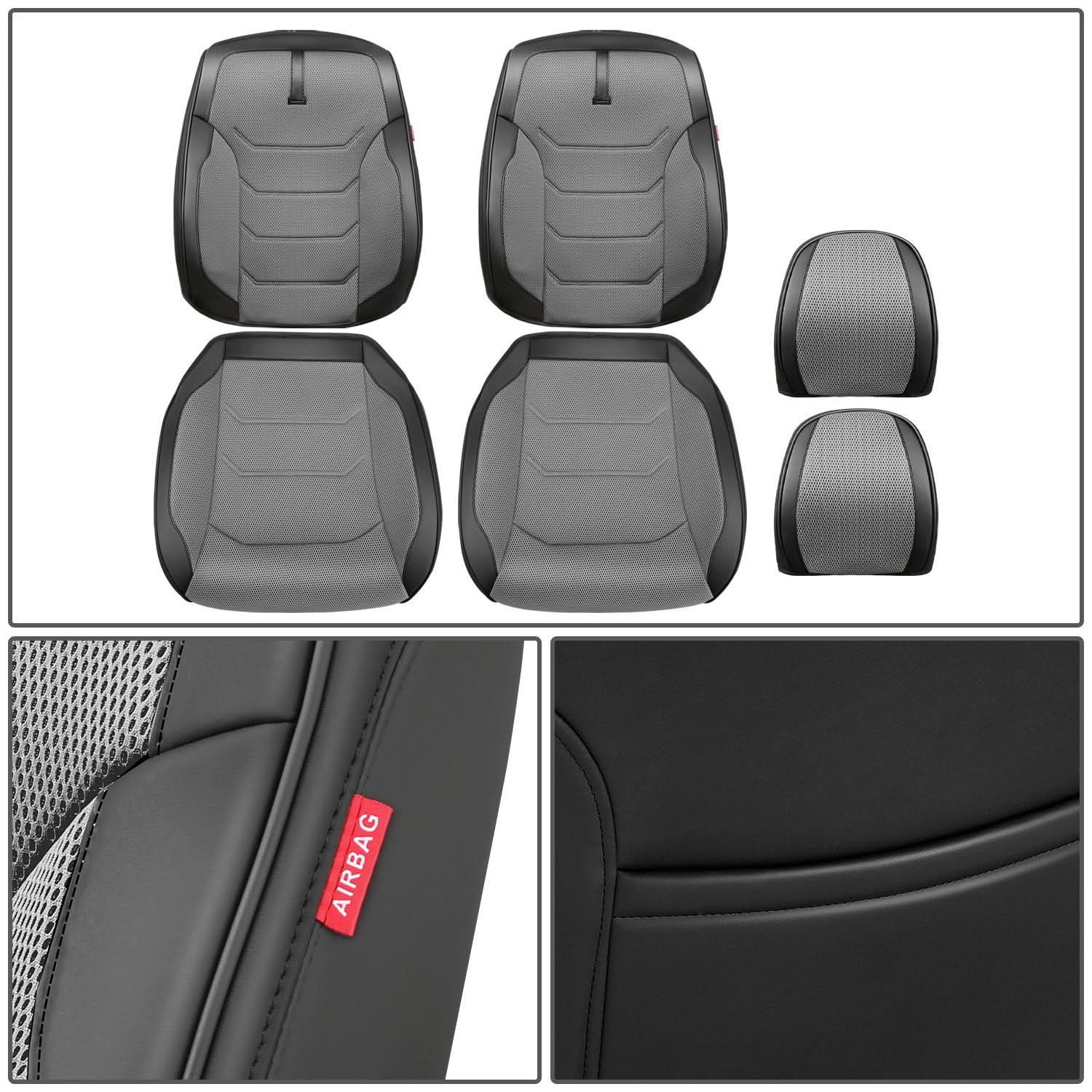 Sport Series Front Row Seat Cover Set - Grey