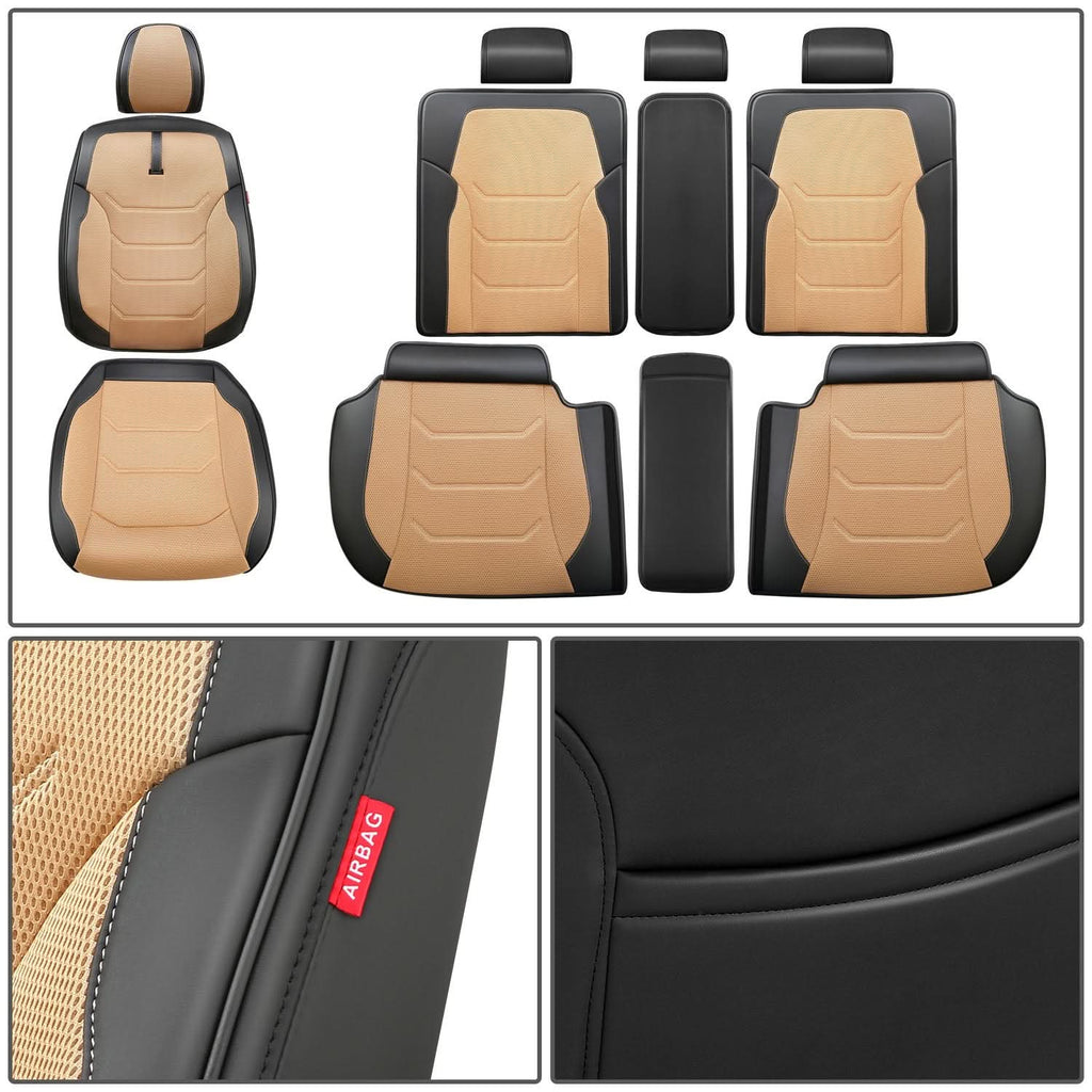 Sport Series Full Set Seat Covers - Black/Beige
