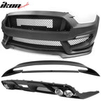 2015-2017 Ford Mustang Front Bumper Rear Diffuser & Dual Trunk Spoiler