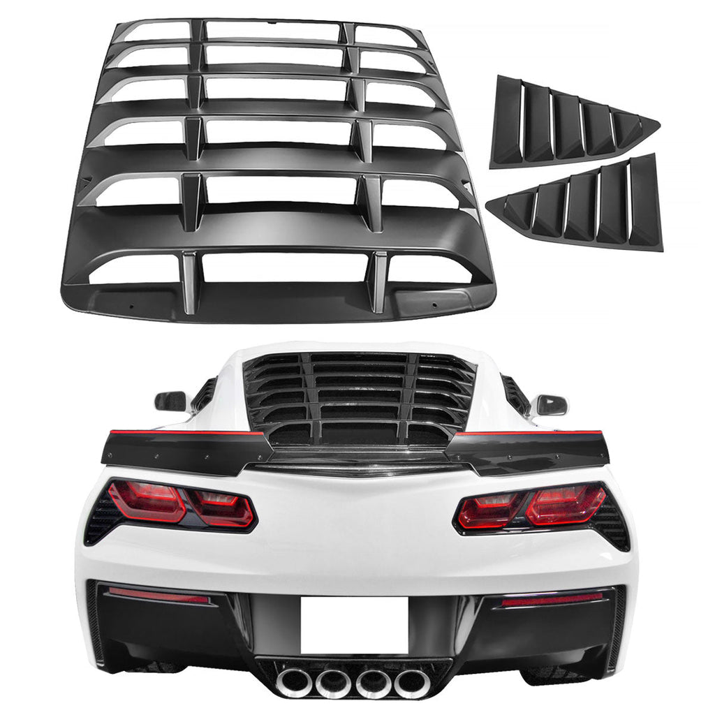 2014-2019 Chevy Corvette C7 Classic Style Side Rear Window Louvers ABS