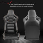 Universal Black Racing Seat 2PC Dual Slider Belt PU Carbon Leather