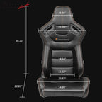 Universal Black Racing Seat Dual Slider Red Belt PU Carbon Leather