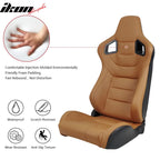 Universal Brown Racing Seat with Dual Slider 5 Point Cam-lock Belt PU