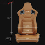 Universal Brown Racing Seat with Dual Slider 5 Point Cam-lock Belt PU