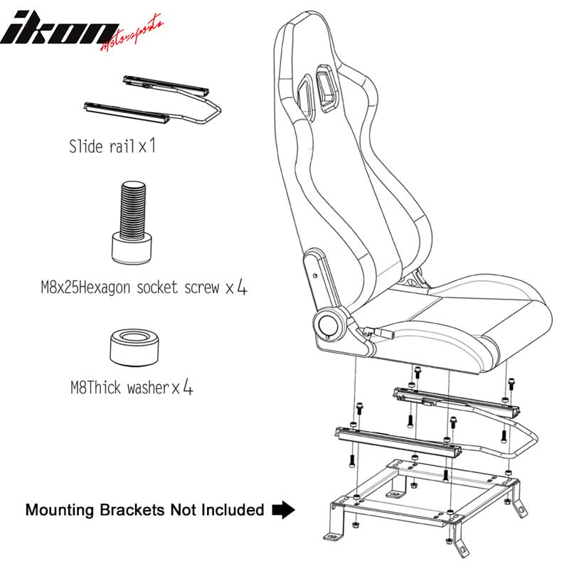 Universal Blue Bezel Racing Seat Dual Slider Cam-lock Belt PU Carbon