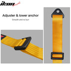 Universal Orange Bezel Racing Seat Dual Slider Buckle Belt PU Carbon