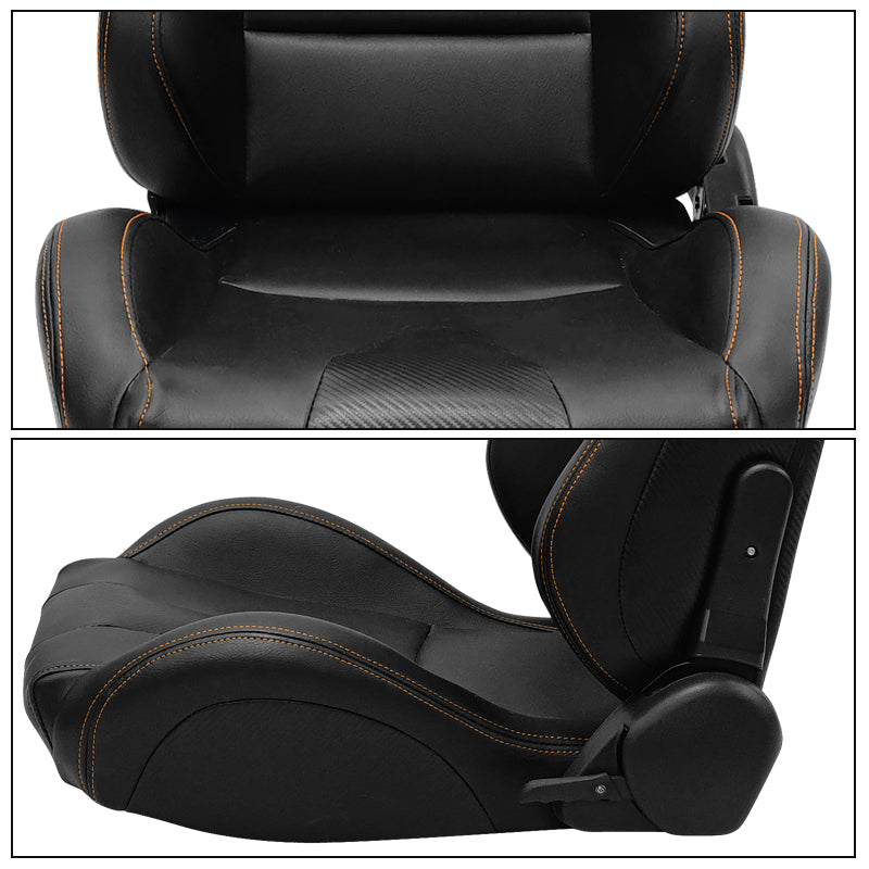 Universal O. Bezel Racing Seat Dual Slider Cam-lock Belt PU Carbon