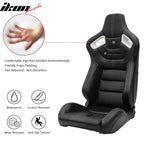Universal White Bezel Racing Seat Dual Slider Buckle Belt PU Carbon