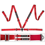 Universal Red Bezel Racing Seat Dual Slider Cam-lock Belt PU Carbon
