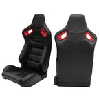 Universal Red Bezel Racing Seat Dual Slider Cam-lock Belt PU Carbon