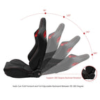 Universal Red Bezel Racing Seat Dual Slider Cam-lock Belt PU Carbon