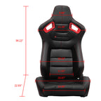 Universal Red Bezel Racing Seat Dual Slider Cam-lock Belt PU Carbon