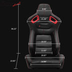 Universal Red Bezel Racing Seat Dual Slider Cam-lock Belt PU Carbon