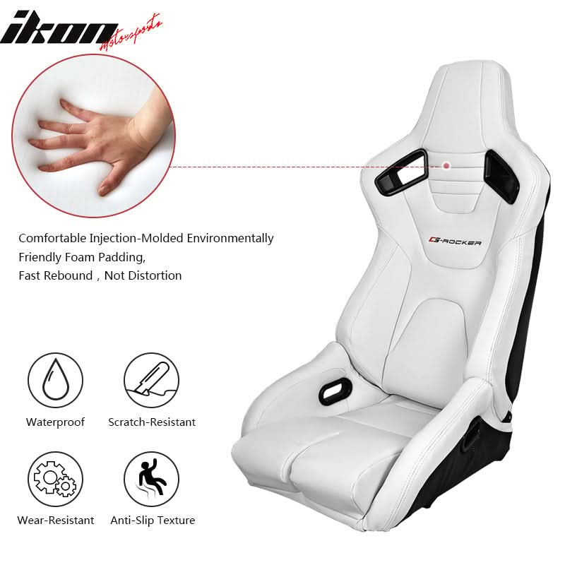 Universal White Bucket Racing Seat Dual Slider Buckle Style Belt PU
