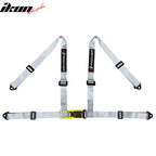 Universal White Bucket Racing Seat Dual Slider Buckle Style Belt PU