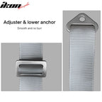 Universal White Bucket Racing Seat Dual Slider Buckle Belt Gray PU