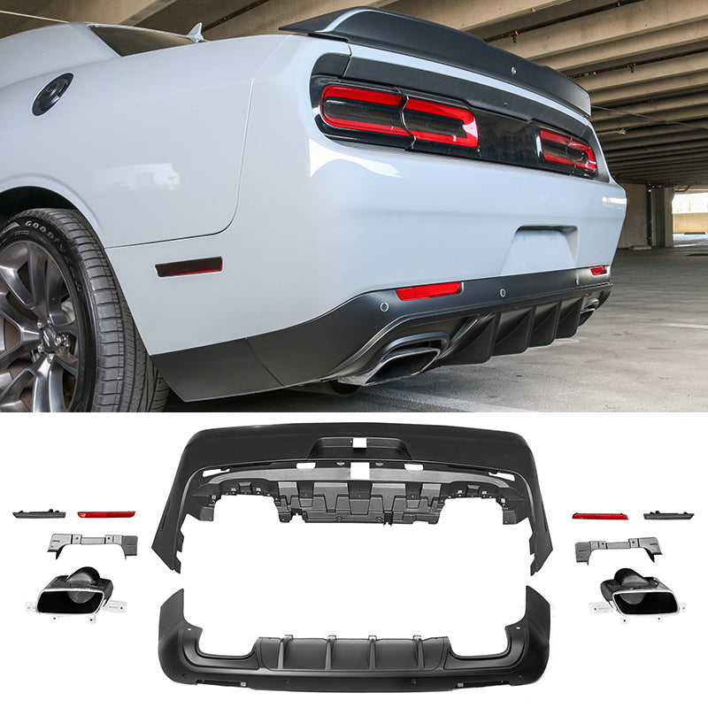 2008-2014 Dodge Challenger Front + Rear Bumper Cover + Diffuser PP