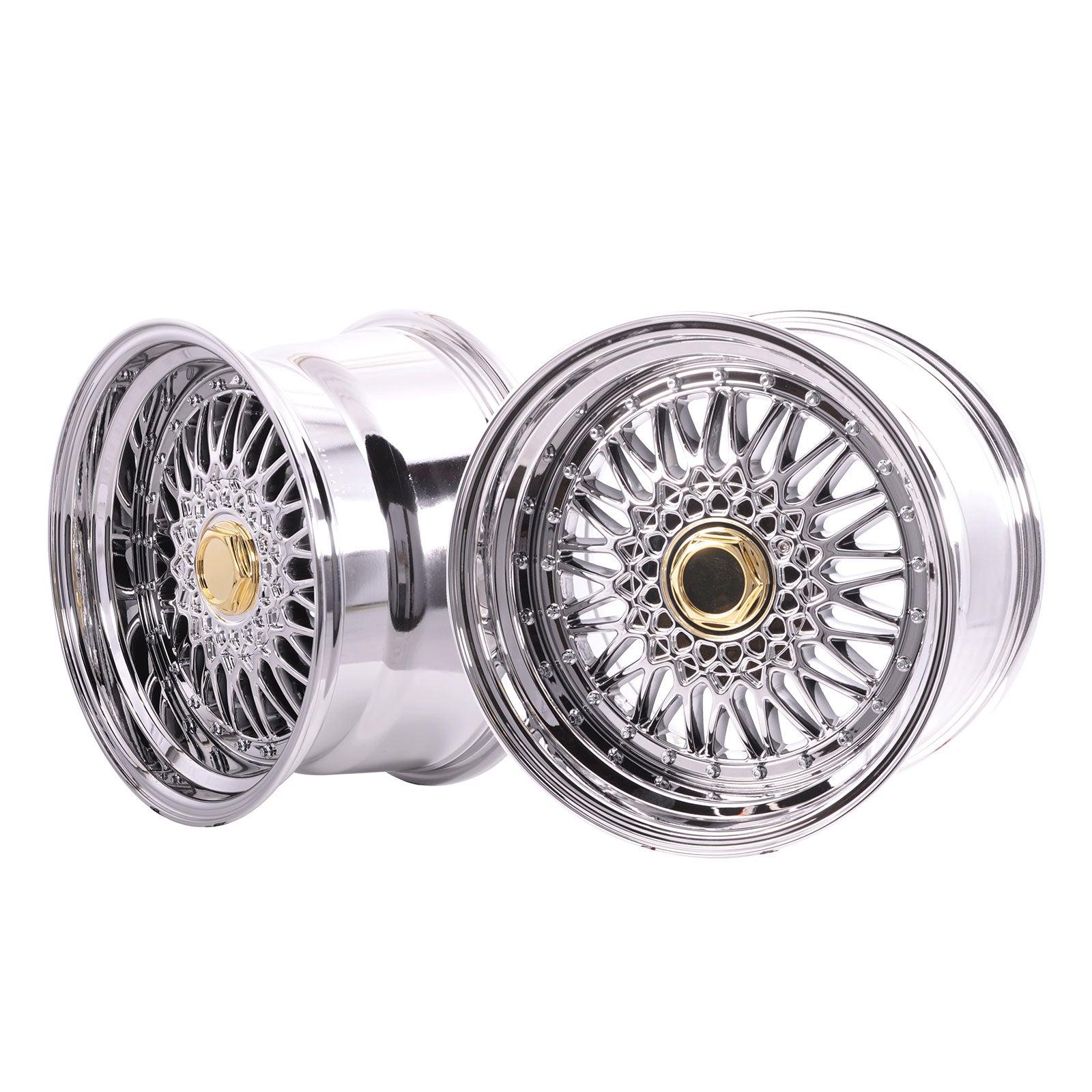 (2) 17X10 +25 5X100 / 5X114.3 Step Lip Deep Dish Mesh Wheels Rims