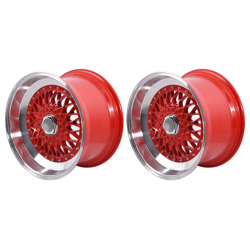(2) 17X10 +30 5X100 / 5X114.3 Step Lip Deep Dish Mesh Wheels Rims Kit