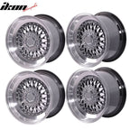 (4) 17X8.5 +25 5X100 / 5X114.3 Step Lip Deep Dish Mesh Wheels Rims