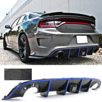 2015-2023 Dodge Charger LED Rear Diffuser Carbon Fiber Look Blue Tape