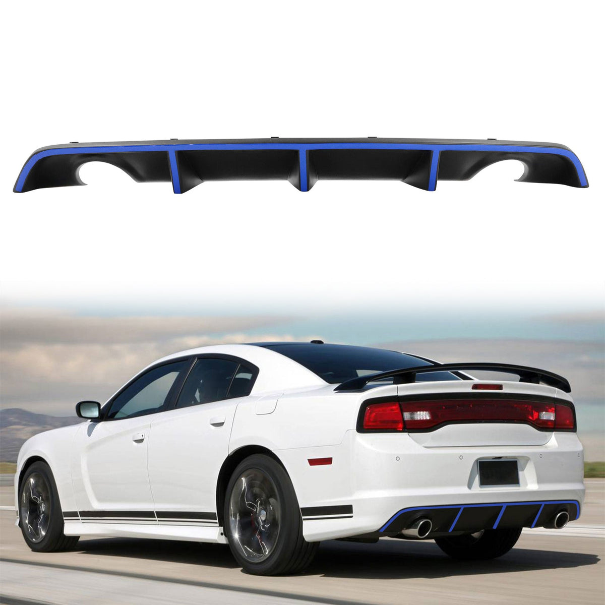 2012-2014 Dodge Charger OE Style Rear Diffuser + Reflective Tape