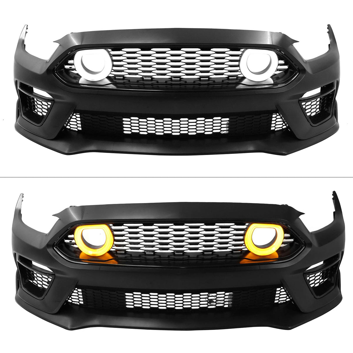 2015-2017 Ford Mustang Front Bumper Cover Lower Upper Grills W/ LED