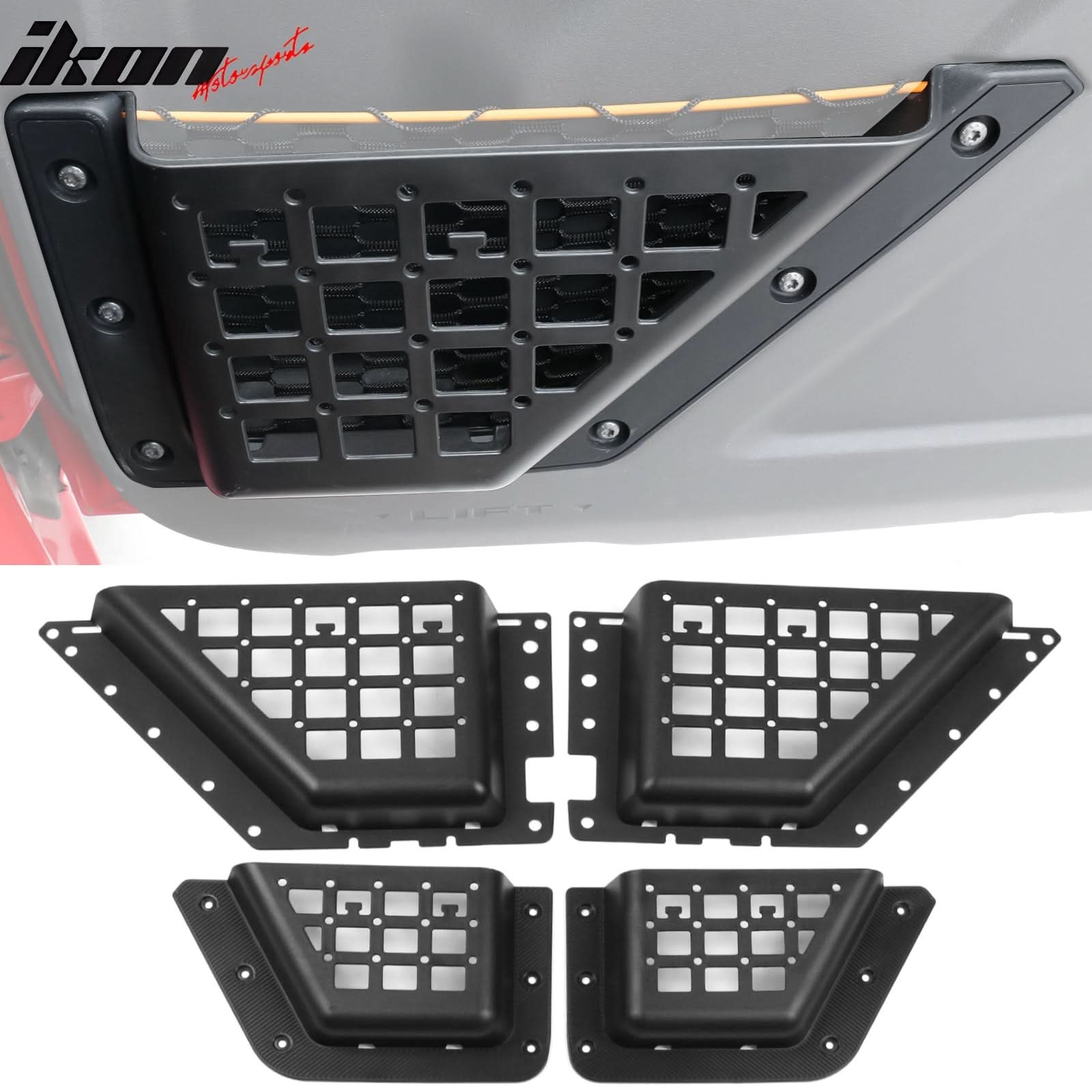 2021-2025 Ford Bronco 4-Door Black Door Storage Pocket Box ABS 4PCS