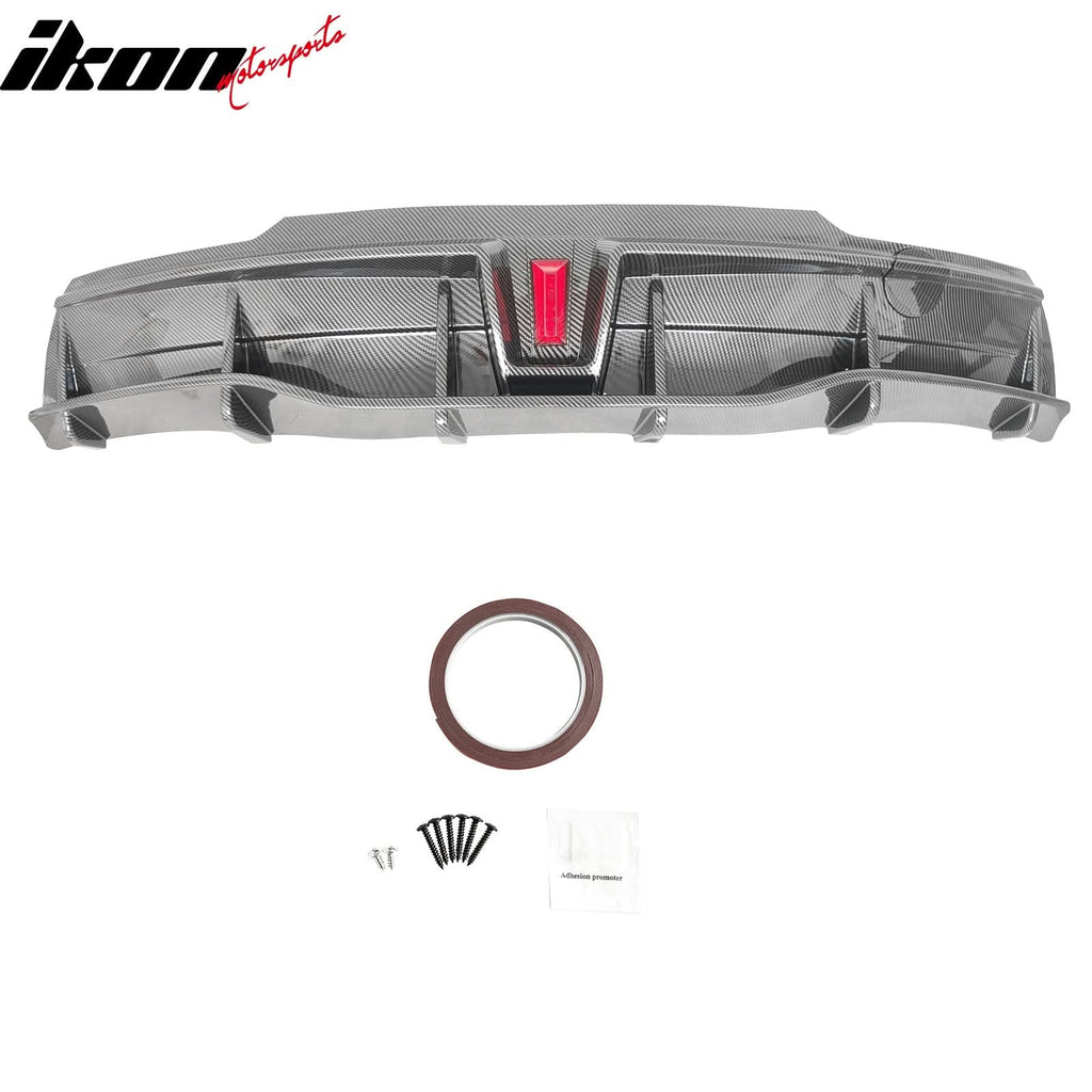 2020-2024 Tesla Y IKON Carbon Fiber Print Rear Lip W/ RearÂ Aprons PP