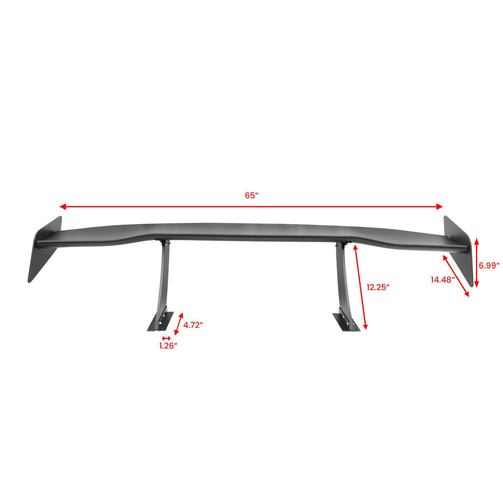 Universal 65'' GT Trunk Spoiler V1 Brackets V4A Legs + V4D Plates ABS