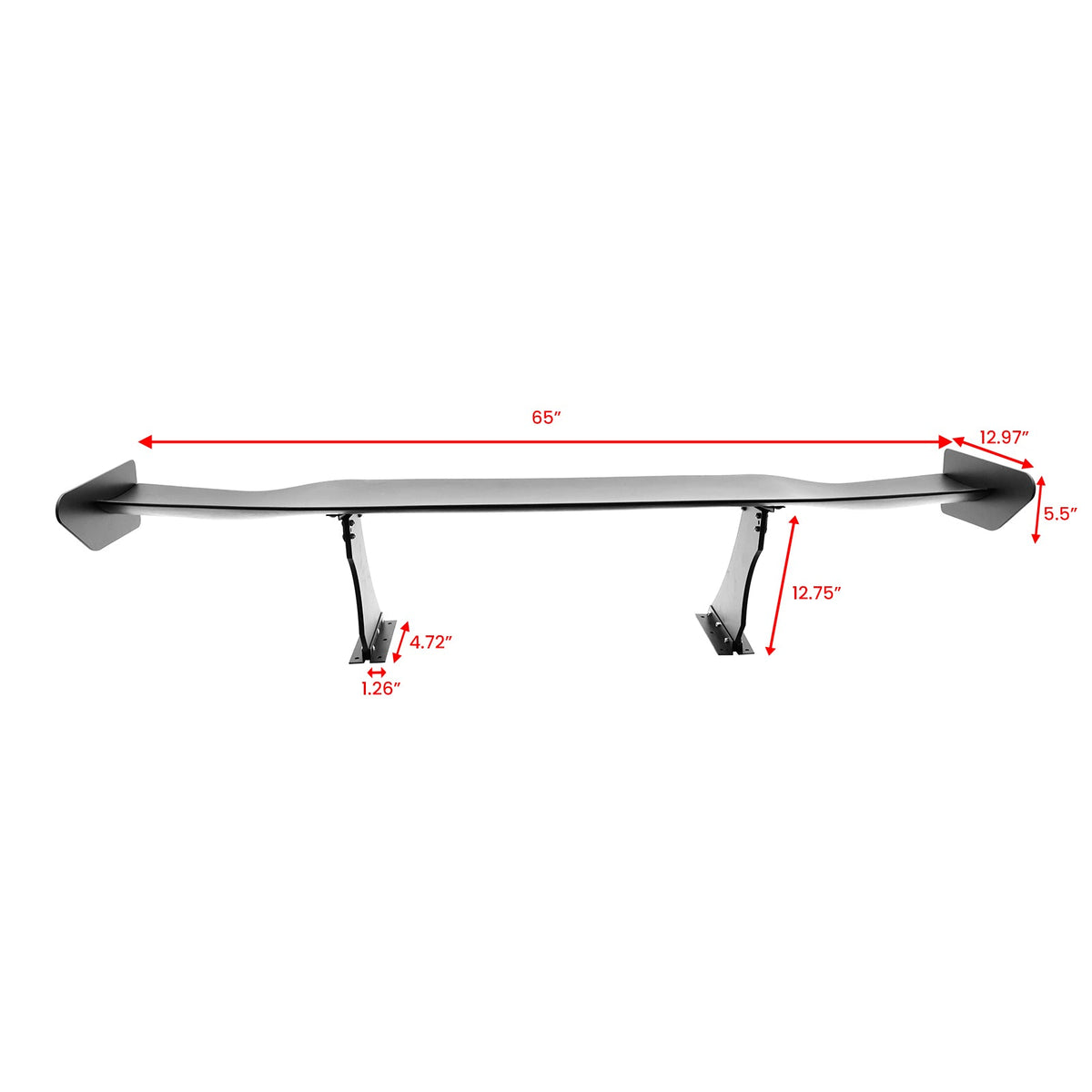 Universal 65'' GT Trunk Spoiler V1 Brackets V4B Legs + V4A Plates ABS