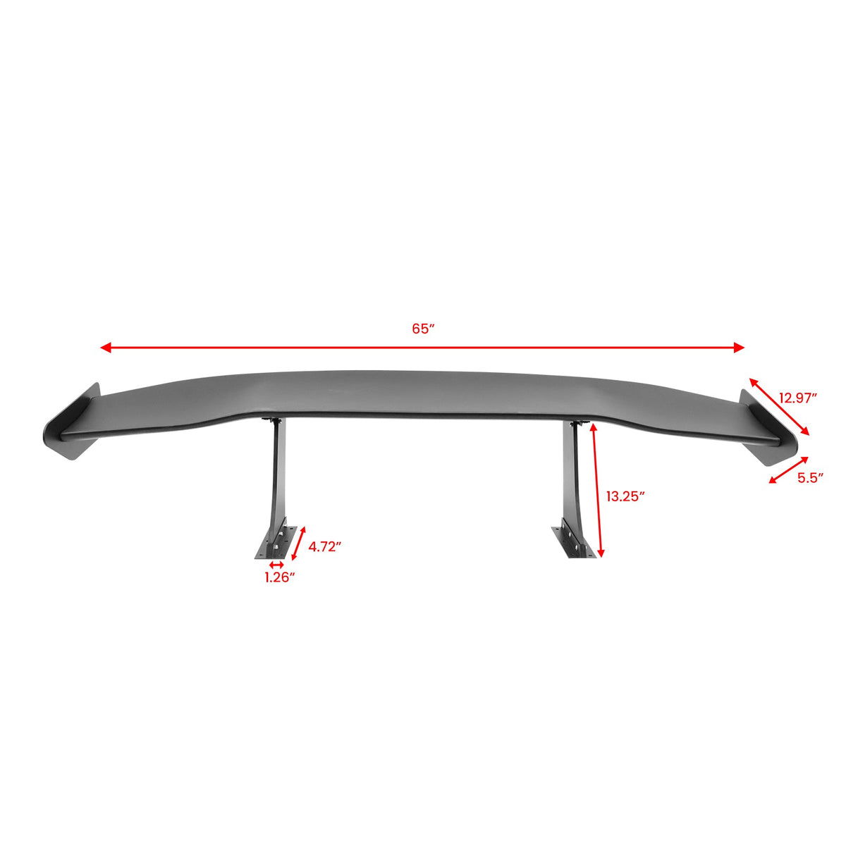 Universal 65'' GT Trunk Spoiler V1 Brackets V4C Legs + V4A Plates ABS