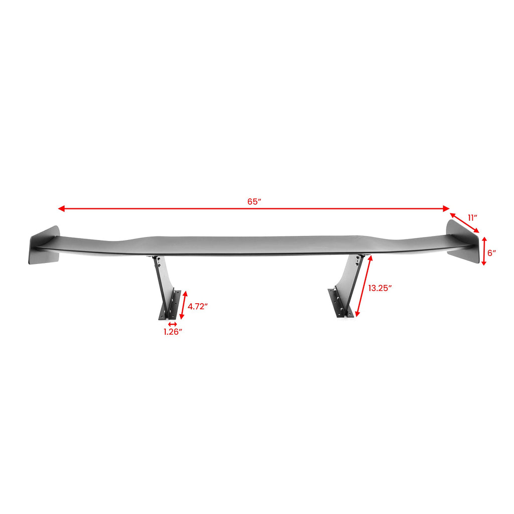 Universal 65'' GT Trunk Spoiler V1 Brackets V4C Legs + Side Plates ABS