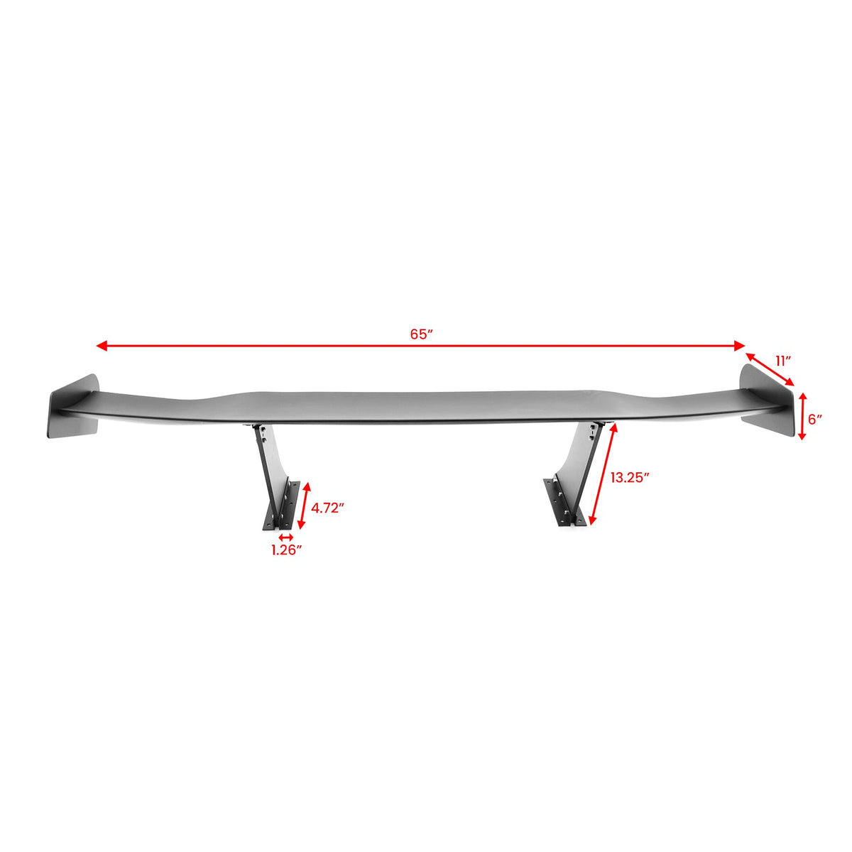 Universal 65'' GT Trunk Spoiler V1 Brackets V4C Legs + Side Plates ABS