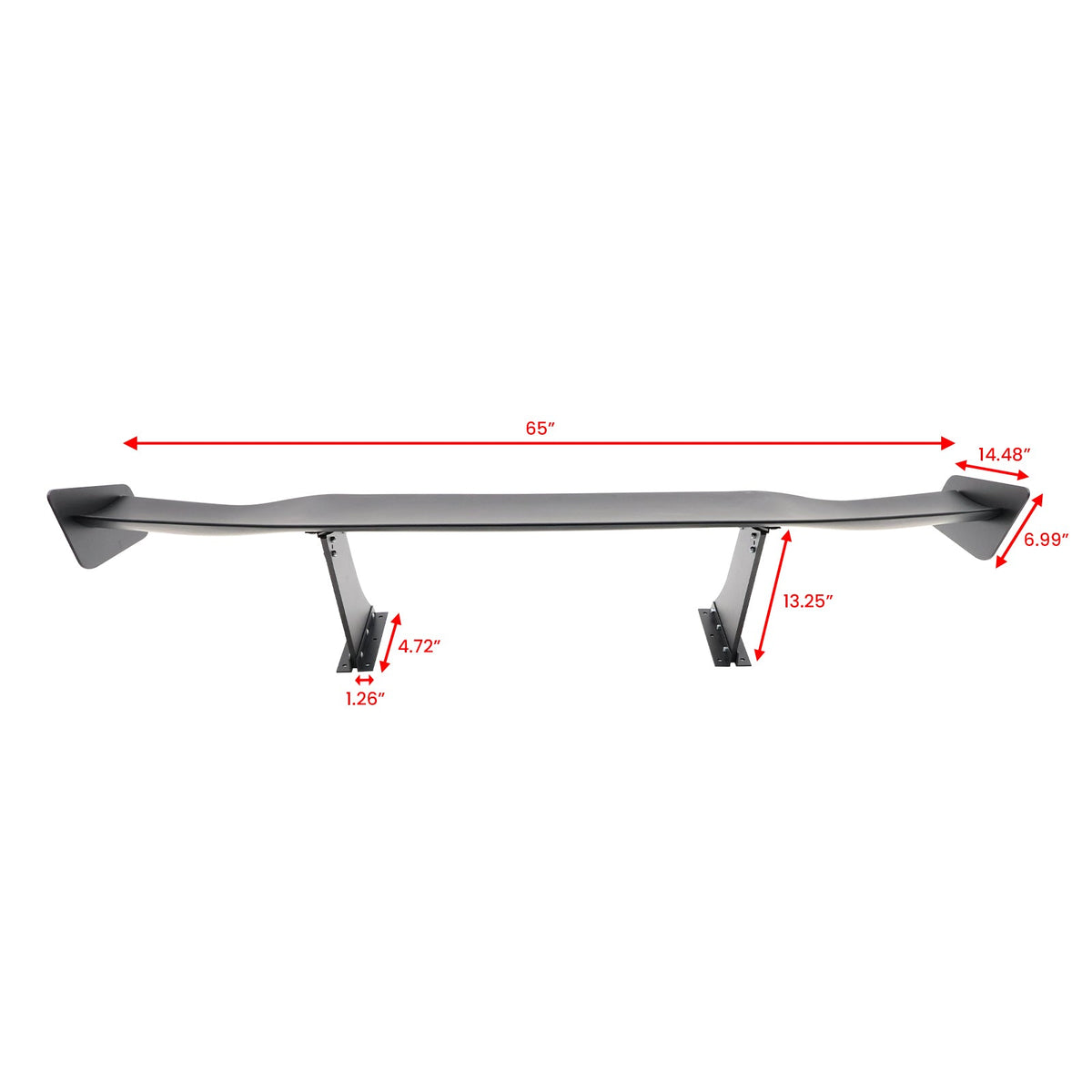 Universal 65'' GT Trunk Spoiler V1 Brackets V4C Legs + V4D Plates ABS